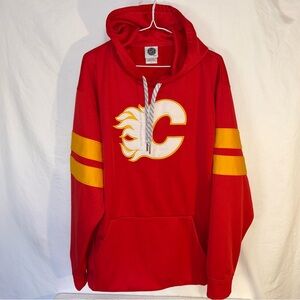 Calgary Flames Hoodie - Size L/G - Embroidered Logo NHL Fanwear Red Pullover